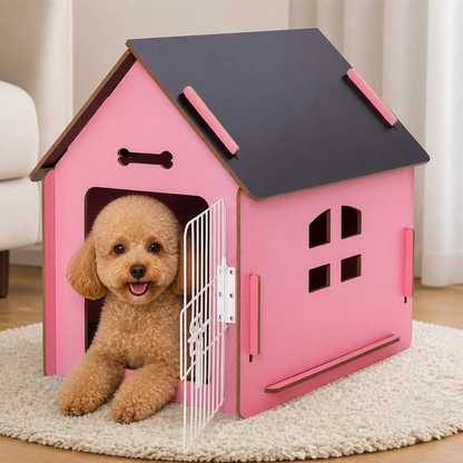 Ortekor Elevated Wood & Ventilated Pet House (For Small Dogs & Cats)