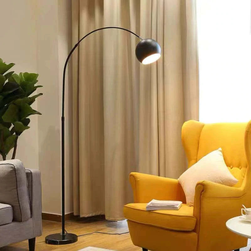 Arched Metal Floor Lamp with Globe Shade for Reading & Living Rooms – Yellow – 70 in Tall – E27 Socket with Foot Switch
