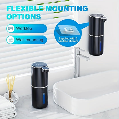 USB Rechargeable Hands-Free Foam Dispenser with Motion Sensor for Sink Counter Kitchen Bath | 13 fl oz Wall-Mount Hygiene Station for Modern