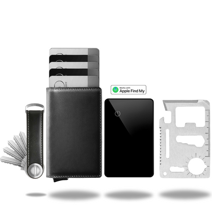 RFID-Blocking Leather Billfold with Pop-Up Card Holder 3.7 × 2.6 × 0.4 Inches Slim Aluminum Mechanism Travel Wallet Compact Front Pocket Org