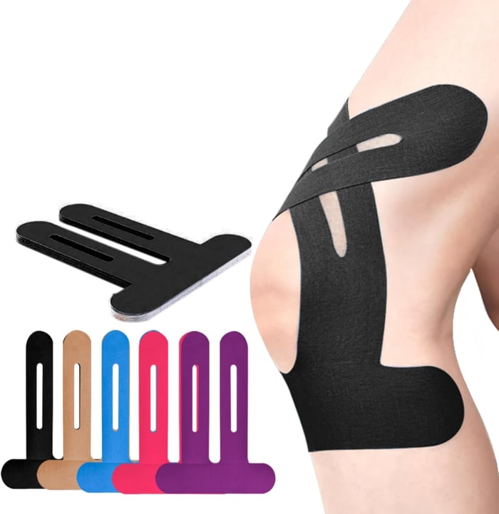 Pre-Cut Kinesiology Tape for Knee Support – 150% Stretch Cotton Athletic Tape for Pain Relief & Stability During Sports & Daily Activity