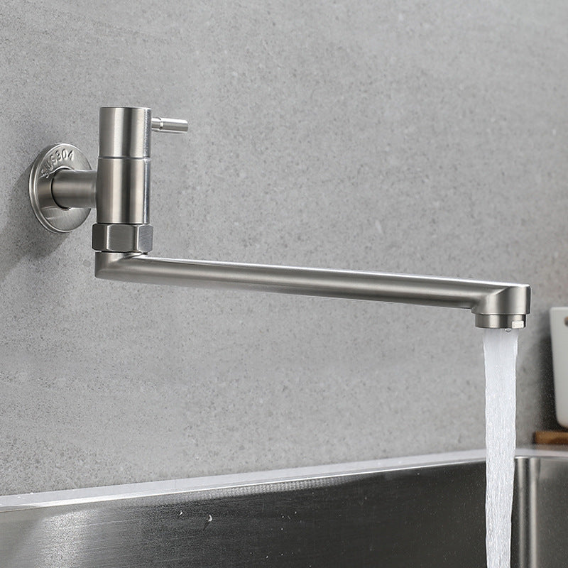 Wall-Mounted Stainless Steel Swivel Faucet – Single-Handle Pot Filler for Kitchen