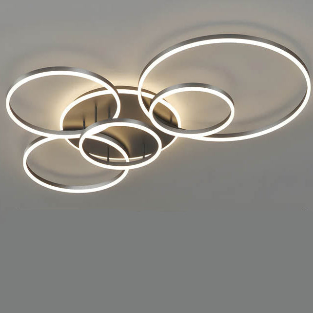 LED Ring Chandelier 45 in Aluminum Fixture Warm White Dimmable for Bedroom Living Room Dining Room Modern Flush Mount Multi-Ring Integrated