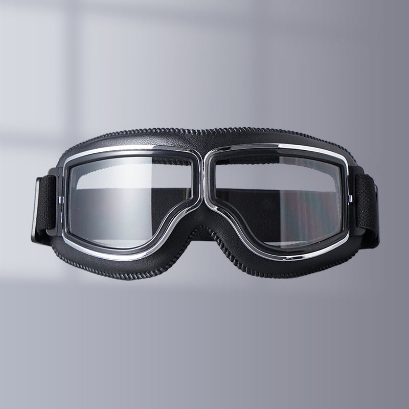 Retro Motorcycle Goggles with Adjustable Strap, UV Protection & Impact-Resistant Polycarbonate Lens for Riding, Cycling & Outdoor Use