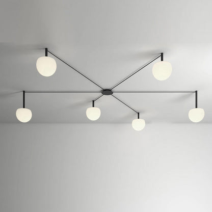 Multi-Globe Pendant Light Metal & Frosted Glass 47 Inch Adjustable White Fixture for Dining Room Kitchen Island Bedroom Modern Scandinavian