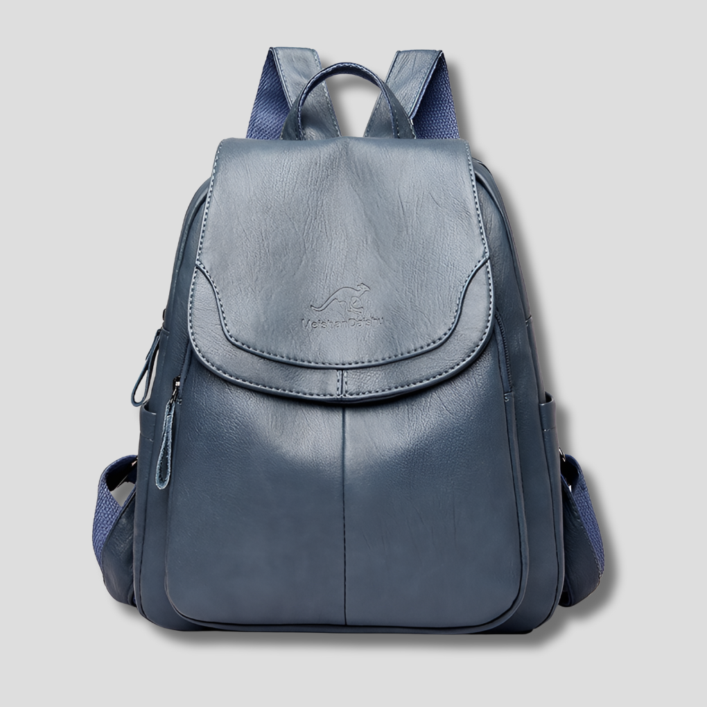 Women's Textured Leather Backpack with Security Features for Work, Travel & Daily Use