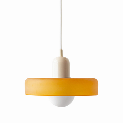 Glass Disc Pendant Light with Adjustable Cord – Modern Ceiling Fixture for Dining Room, Kitchen Island & Living Room