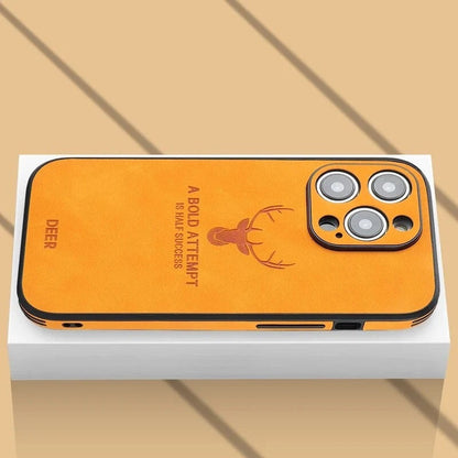 Genuine Suede iPhone Case with Camera Protection & Shock-Absorbing Silicone Liner for iPhone 12-17