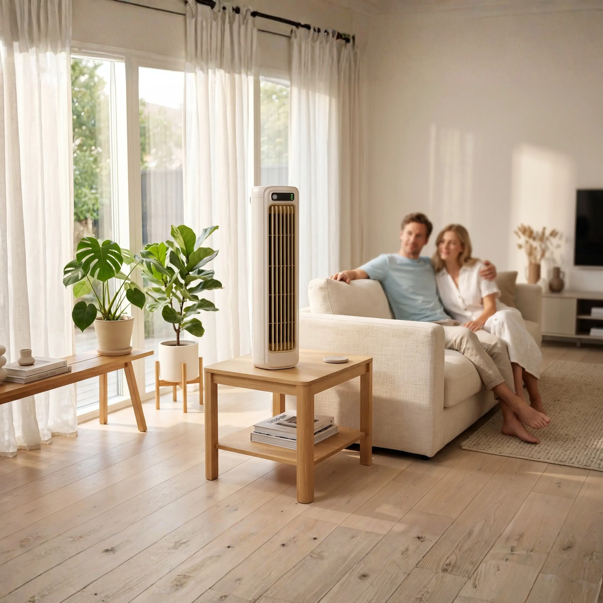 Rechargeable Cordless Personal Cooling Fan Tower with 12-Hour Battery Life – Bladeless Quiet Airflow, Desktop & Wall Mount, Lightweight for