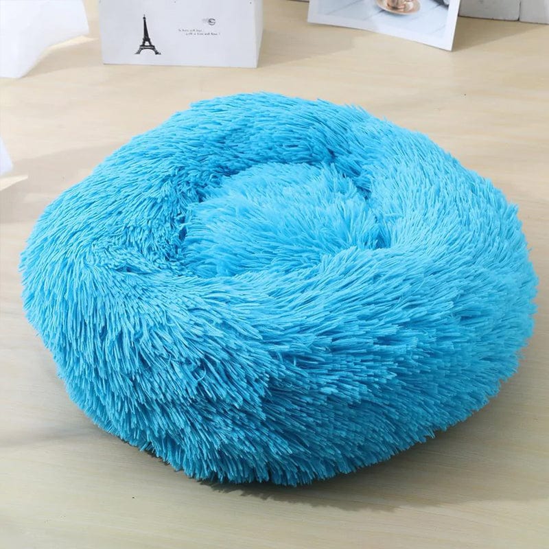 Round Raised-Edge Pet Bed with Plush Faux Fur Fill for Dogs & Cats