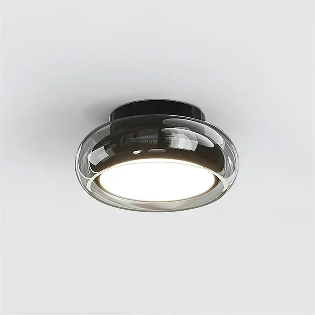 Flush Mount LED Ceiling Light 24W Amber Glass 12 Inch Warm White for Bedroom Hallway Entry Retro Style Modern Fixture Home Lighting