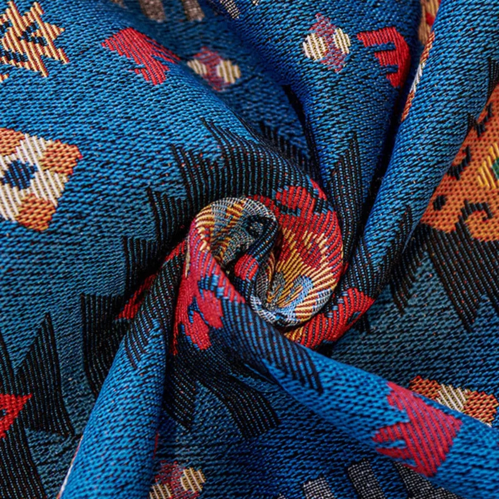 Geometric Throw Blanket for Sofa – Woven Cotton Chenille Couch Cover with Bohemian Pattern for Living Room Furniture