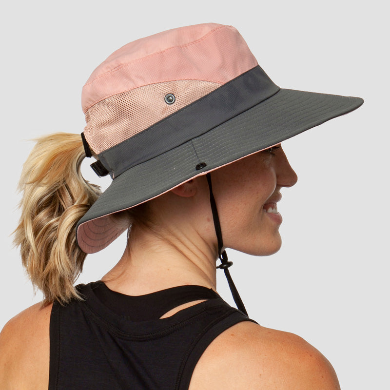 Foldable Wide Brim Sun Hat with UPF 50+ Protection & Ponytail Opening for Women