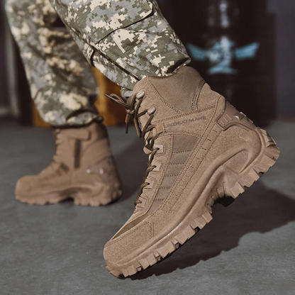 Men's Insulated Winter Tactical Boots with Non-Slip Sole for Hiking & Work – High Ankle Lace-Up Outdoor Combat Boots for Cold Weather