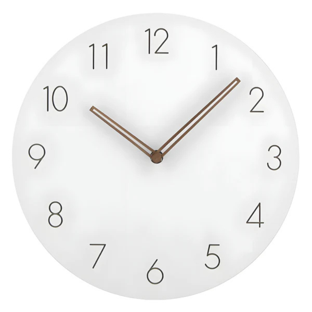 Wooden Wall Clock Silent Quartz Movement No Ticking 11.5 Inch Round Modern Home Office Bedroom Living Room Kitchen Décor Minimalist