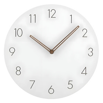Wooden Wall Clock Silent Quartz Movement No Ticking 11.5 Inch Round Modern Home Office Bedroom Living Room Kitchen Décor Minimalist