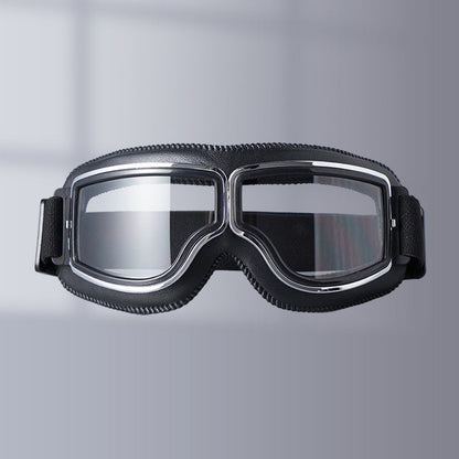 Retro Aviator Motorcycle Goggles with Padded Frame & Adjustable Strap for Men & Women