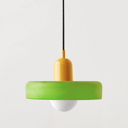 Colored Glass Pendant Light with Adjustable Cord for Dining Room & Living Room – Mid-Century Modern Geometric Hanging Fixture