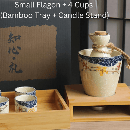 Handcrafted Ceramic Sake Serving Set Cherry Blossom Design Tokkuri Flagon Ochoko Cups Traditional Japanese Drinkware for Home Entertaining G