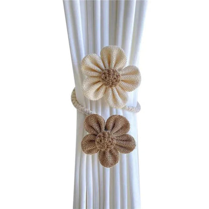 Flora Curtain Tiebacks - Floral Design, 2-Piece Set