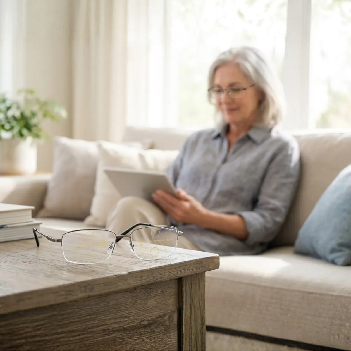 Progressive Reading Glasses with Blue Light Filter & Anti-Glare Coating for Screen Use, Books & Distance Vision | Multifocal Polycarbonate L