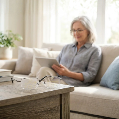 Progressive Reading Glasses with Blue Light Filter & Anti-Glare Coating for Screen Use, Books & Distance Vision | Multifocal Polycarbonate L