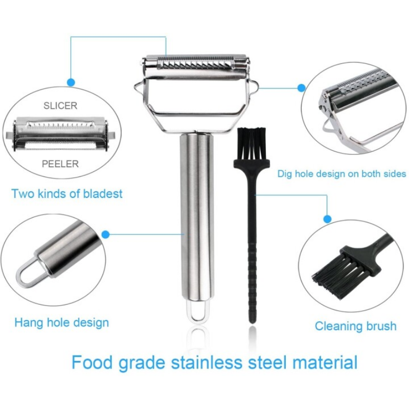 Dual-Blade Vegetable Peeler with Julienne Slicer | Stainless Steel Kitchen Tool for Potatoes Carrots Zucchini Cucumbers Apples | Dishwasher
