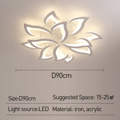 Flush Mount LED Fixture Metal Acrylic Black Layered Floral Pattern for Bedroom Living Room Hallway Contemporary Home Decor Overhead Light