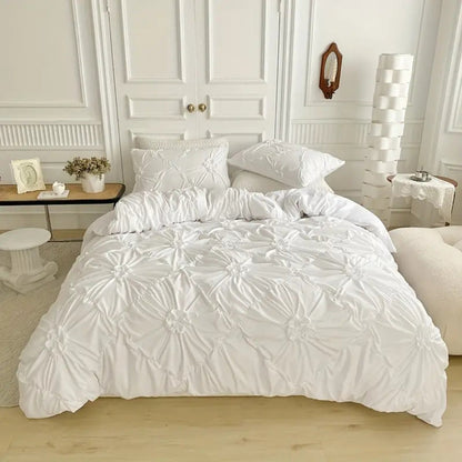 Textured Pinch Pleat Duvet Cover Set with Pillowcases – Soft Microfiber Bedding with Zipper & Corner Ties for Twin, Full, Queen & King Beds