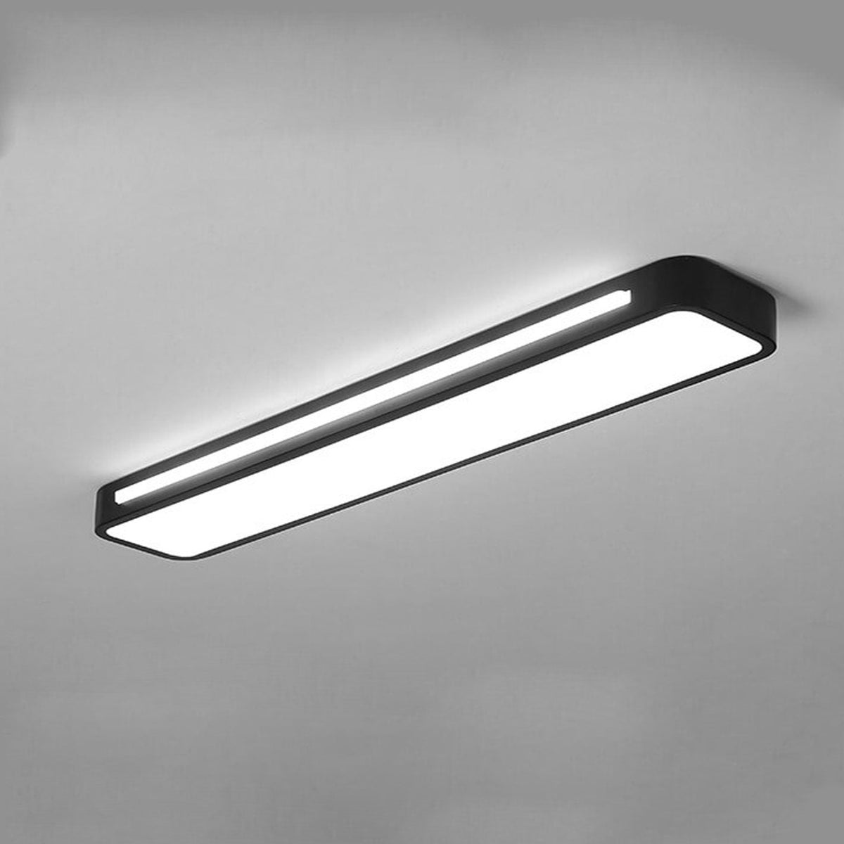 Low-Profile LED Flush Mount Ceiling Light 19 in Black White Acrylic for Bedroom Hallway Living Room Modern Hardwired Fixture