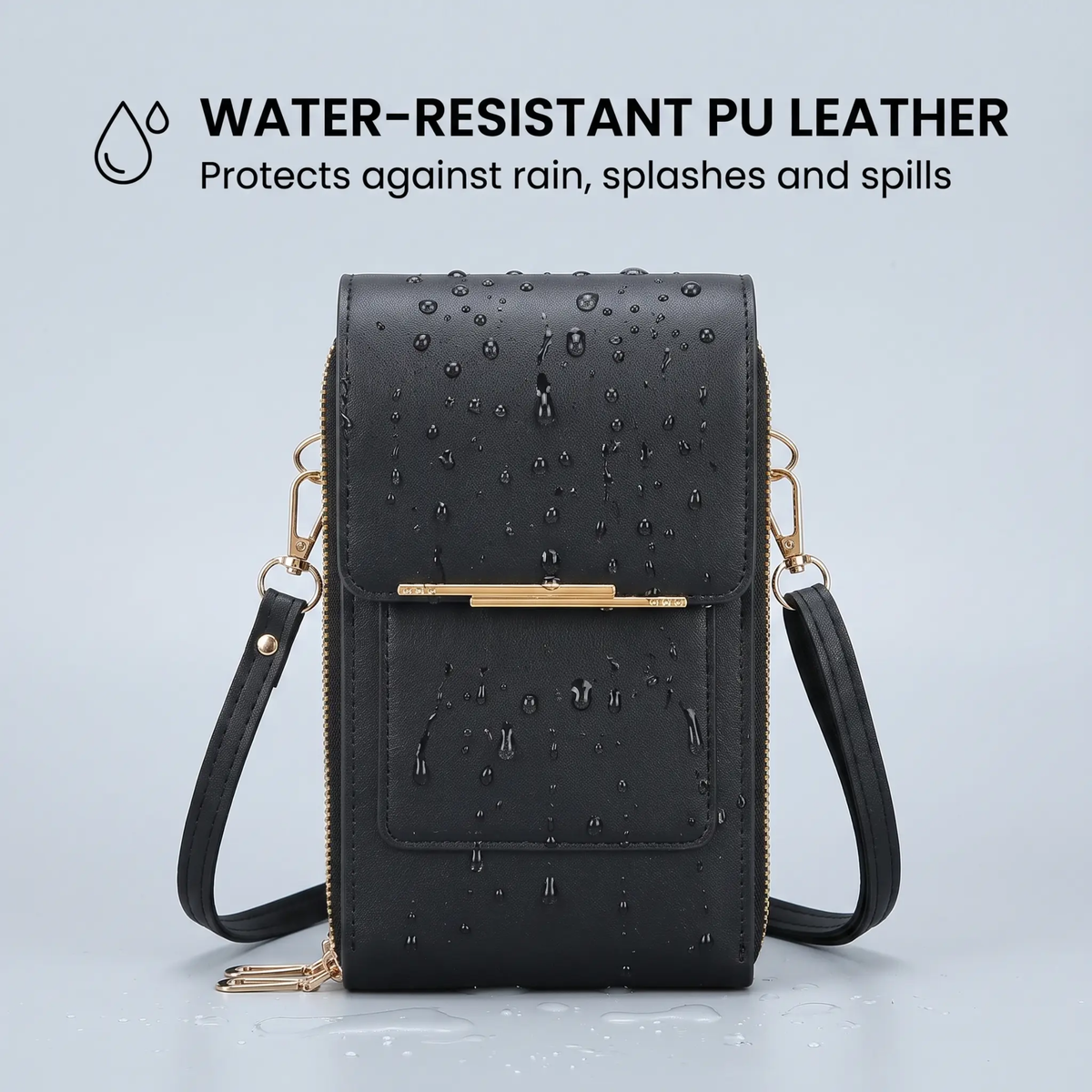 Touchscreen Crossbody Phone Wallet with RFID Blocking for Cards & Cash – Waterproof PU Leather Mini Purse Holds 6.7 in Smartphones