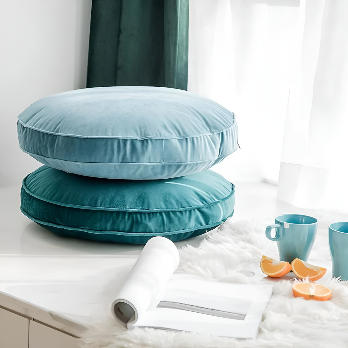 Luxevel Round Cushion - Velvet, Plush Comfort, Hidden Zipper