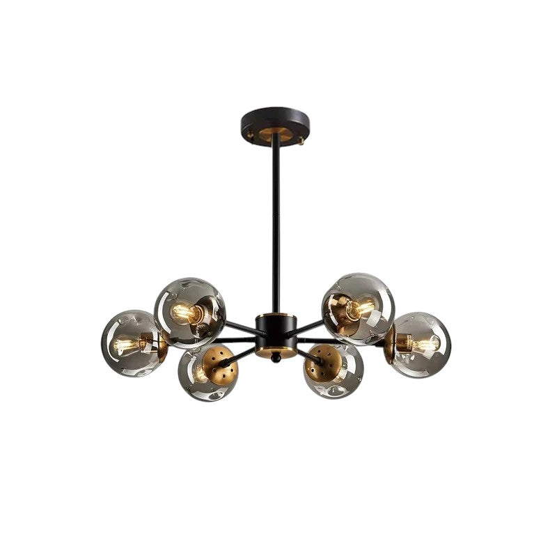 Multi-Globe Iron & Glass Ceiling Fixture – Sculptural Overhead Lighting for Dining Tables & Open Layouts – E26 Bulb Compatible – Modern Mini