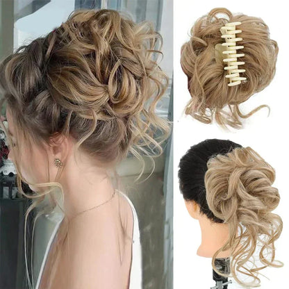 Clip-In Messy Bun Hairpiece with Curls – Synthetic Hair Extension for Instant Updo Volume and Texture
