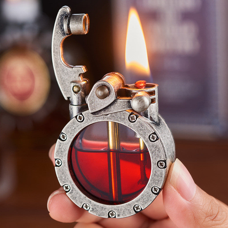 Classic See-Through Fuel Lighter with Metal Construction for Everyday Use and Collecting