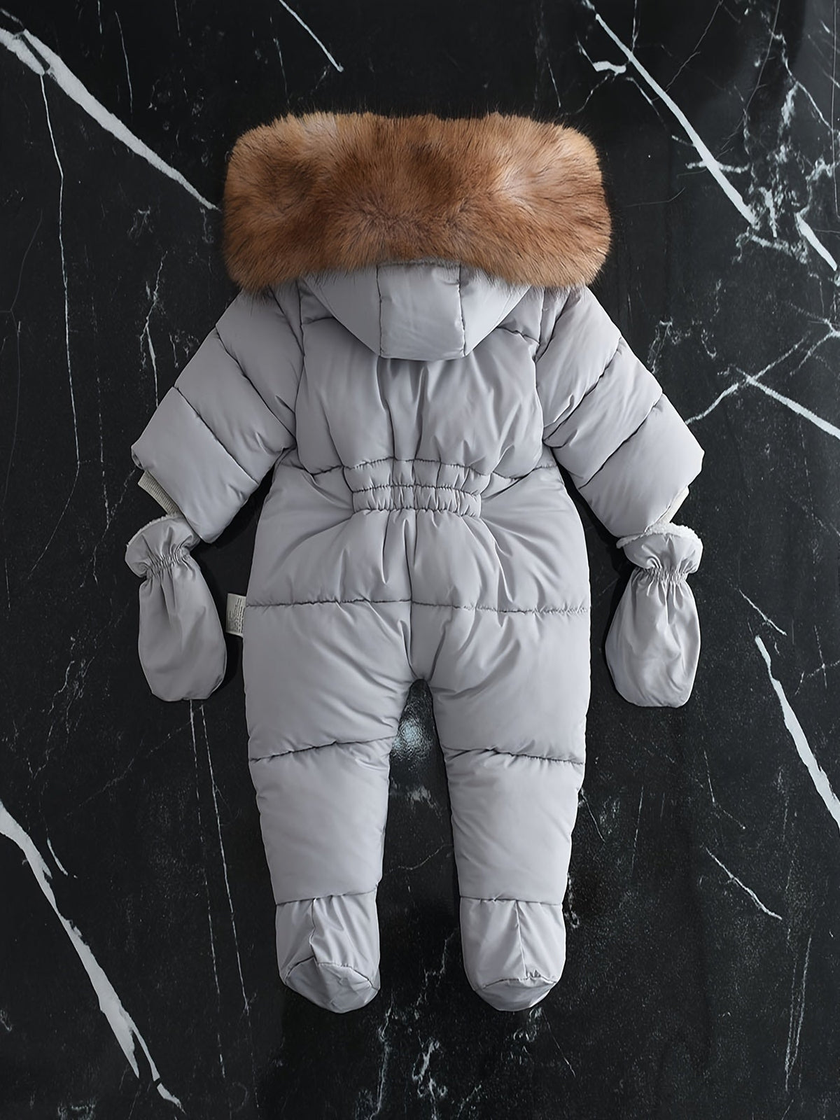 Hooded Infant Snowsuit with Quilted Insulation and Faux Fur Trim for Cold Weather Outdoor Adventures Baby Winter Bunting