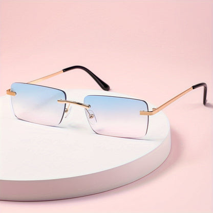 Rimless Sunglasses for Men – Lightweight Metal Frame with UV Protection & Oversized Gradient Lenses for Driving, Outdoor Sports, Beach