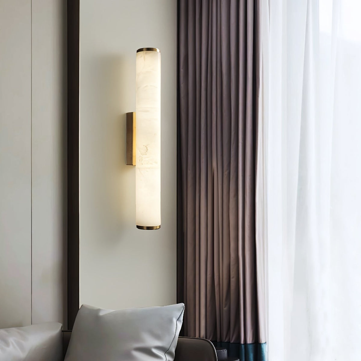 Vertical Stone & Metal Sconce with Soft LED Glow for Bedrooms, Hallways, and Living Rooms – Uplight Design to 31 Inches