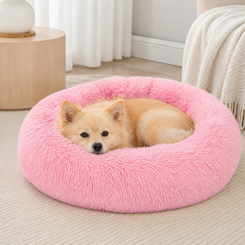 Ortekor Calming Plush Donut Dog Bed