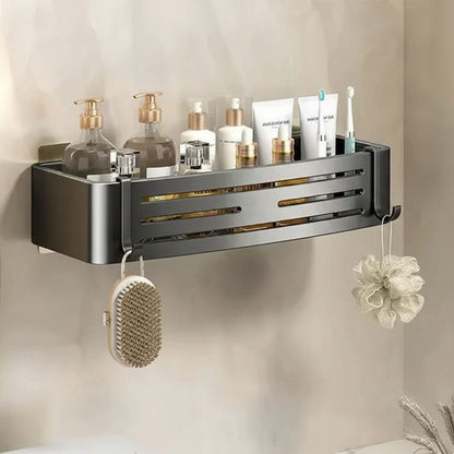 ALUMORA – Self Adhesive Aluminum Bathroom Shelf Organizer