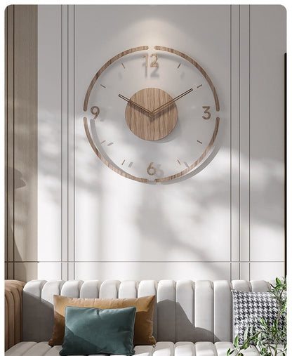 13.8-Inch Round Wooden Wall Clock with Silent Movement – Natural Wood Grain Finish for Living Room, Bedroom, Office – Nordic Minimalist