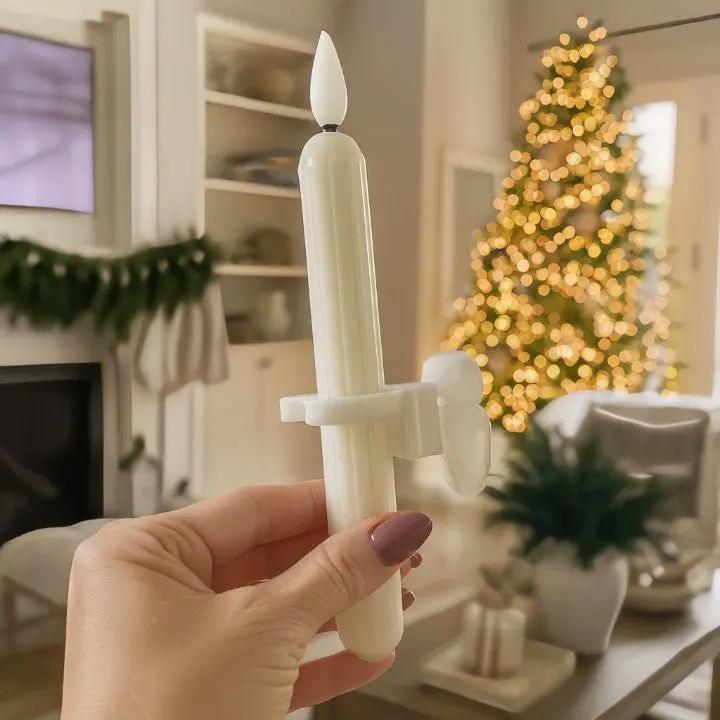 Battery-Operated LED Window Candles 7.2 Inch Ivory with Twilight Sensor & Timer 6-Pack for Holiday Seasonal Home Decor
