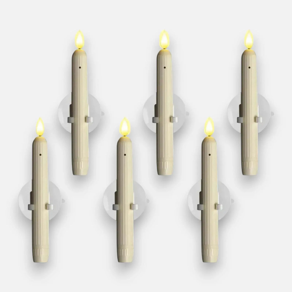 Battery-Operated LED Window Candles 7.2 Inch Ivory with Twilight Sensor & Timer 6-Pack for Holiday Seasonal Home Decor