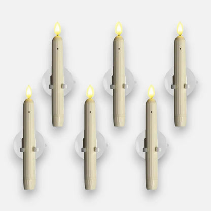 Battery-Operated LED Window Candles 7.2 Inch Ivory with Twilight Sensor & Timer 6-Pack for Holiday Seasonal Home Decor