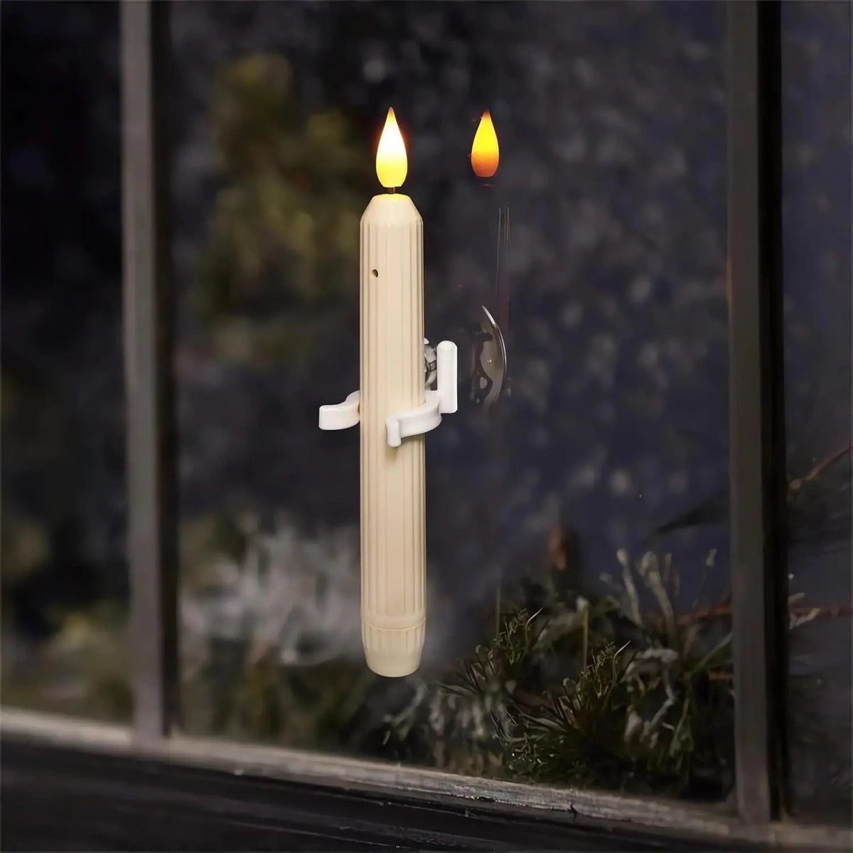 Battery-Operated LED Window Candles 7.2 Inch Ivory with Twilight Sensor & Timer 6-Pack for Holiday Seasonal Home Decor