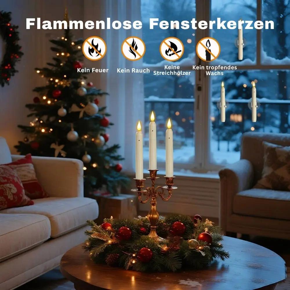 Battery-Operated LED Window Candles 7.2 Inch Ivory with Twilight Sensor & Timer 6-Pack for Holiday Seasonal Home Decor