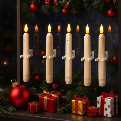 Battery-Operated LED Window Candles 7.2 Inch Ivory with Twilight Sensor & Timer 6-Pack for Holiday Seasonal Home Decor