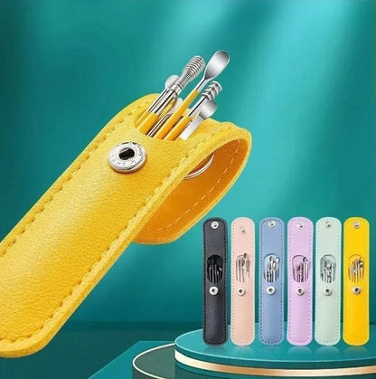 Stainless Steel Ear Cleaning Tool Set 6-Piece Reusable Earwax Removal Tools with Storage Case for Adults Kids Safe Effective Ear Hygiene