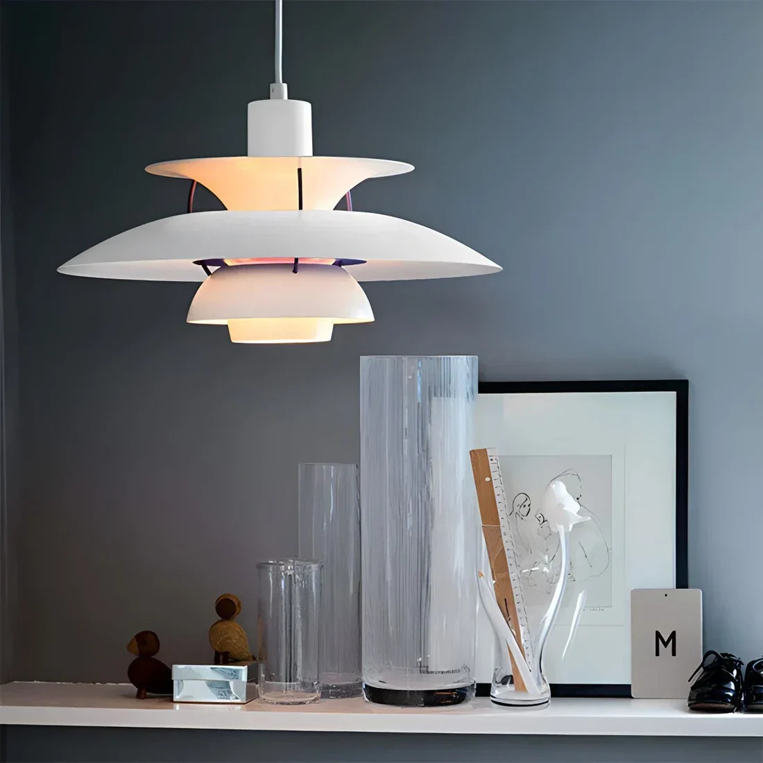 Layered Metal Pendant Light E27 Socket Minimalist Hanging Fixture for Kitchen Island Dining Table Nordic Style Ambient Ceiling Lamp Green Gr