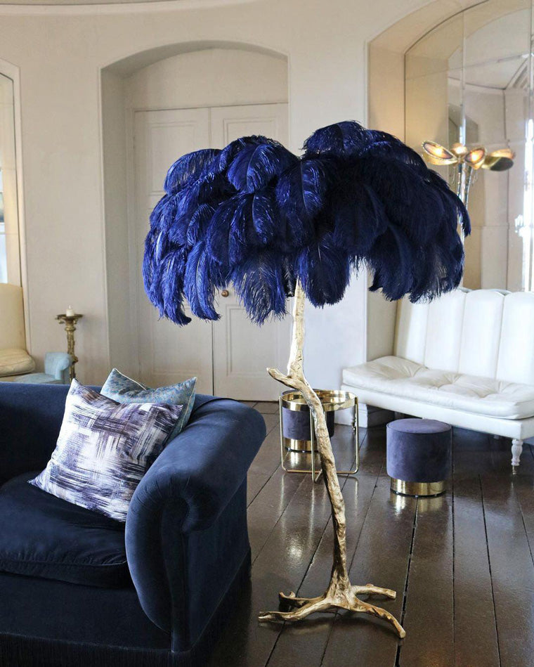 Tropical Feather Standing Lamp 63 in Tall Palm Tree Style Ambient Floor Light for Bedroom Living Room Decorative Accent Lighting